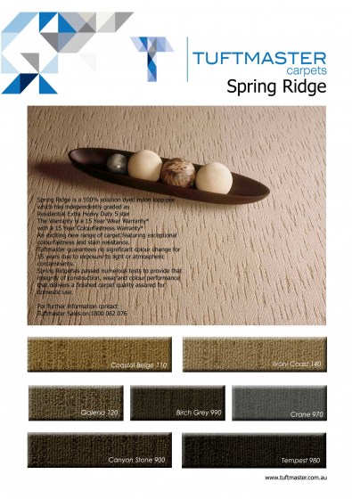 SDN, PP, PPE and OLEFIN: Spring Ridge - Loop pile in 7 colours